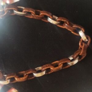 Carolee Brown Silver-Tone Link Necklace.